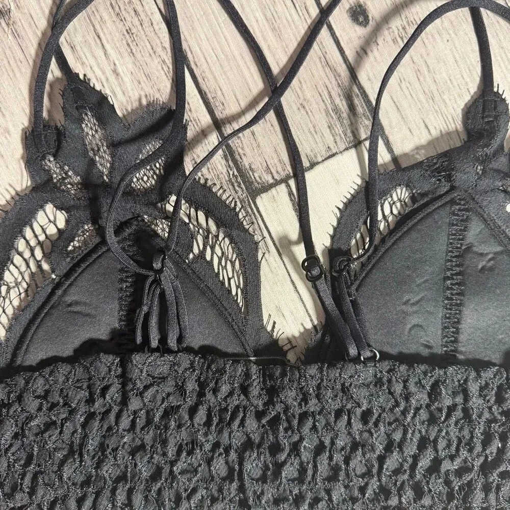 Black Lace Strappy Bra / Camisole New Size S